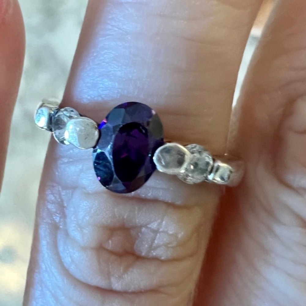 Vintage Handmade Amethyst Ring Solid 925 Sterling… - image 4